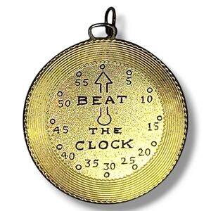 Vintage 1950s Beat The Clock Game Show‎ Contestant Prize Gold Tone Charm Pendant